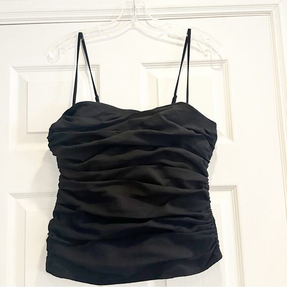 Reformation Orion Organic Cotton Corset Gathered Top BLACK Ruched SIZE 12 - Picture 9 of 14